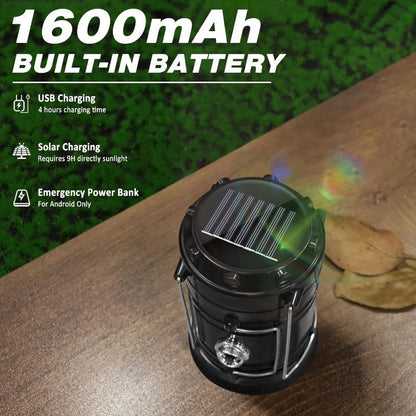 1600mAh built-in battery USB and solar charging