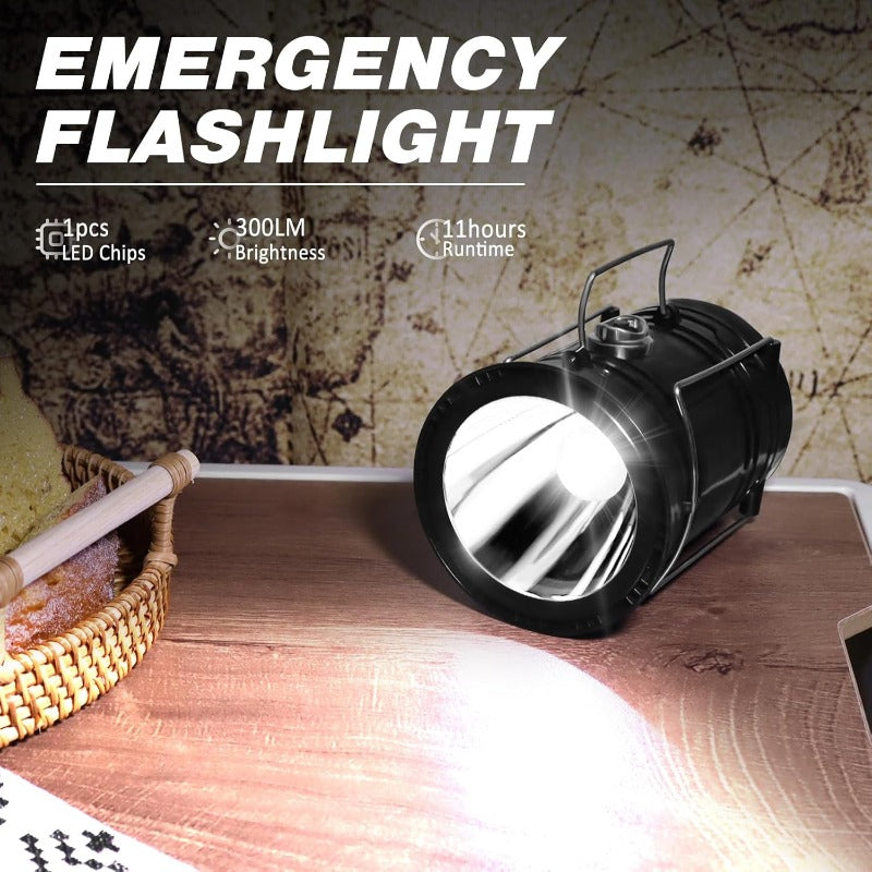 Emergency flashlight mode focused beam 11 hours runtime