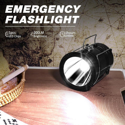 Emergency flashlight mode focused beam 11 hours runtime
