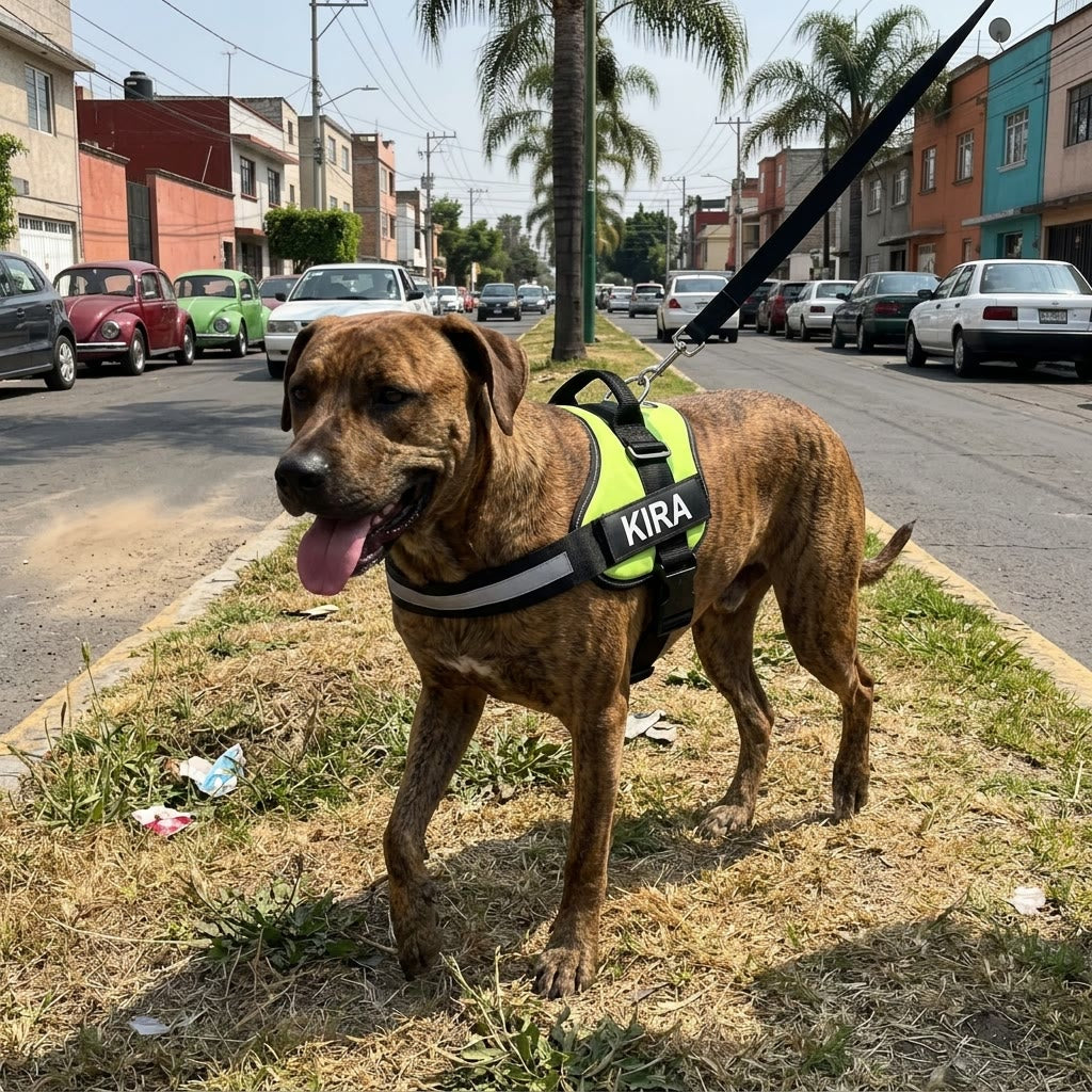 Perro grande con el arnés Nivora verde