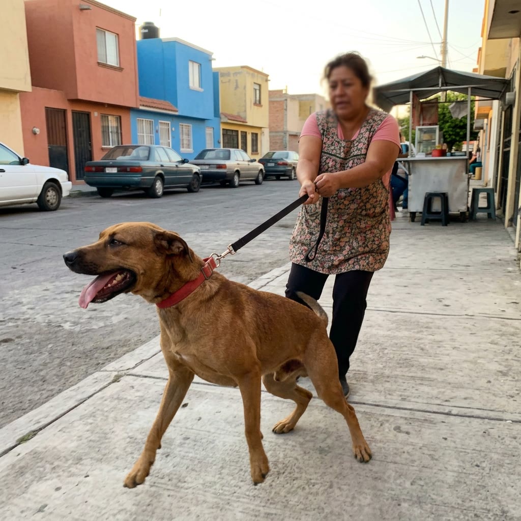 Perro jalando la correa con collar