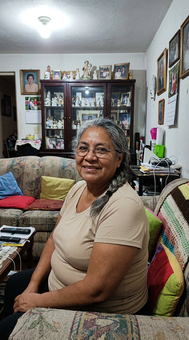 Clienta de Nivora con su bra sin varilla debajo de la blusa