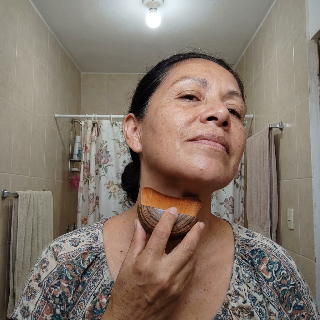 El cepillo se pasa en seco del cuello hacia arriba