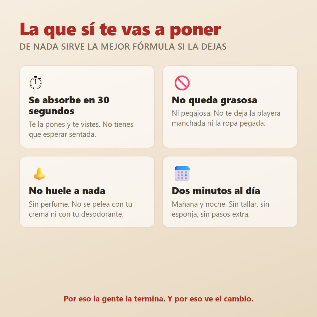 Se absorbe rapido y no queda grasosa