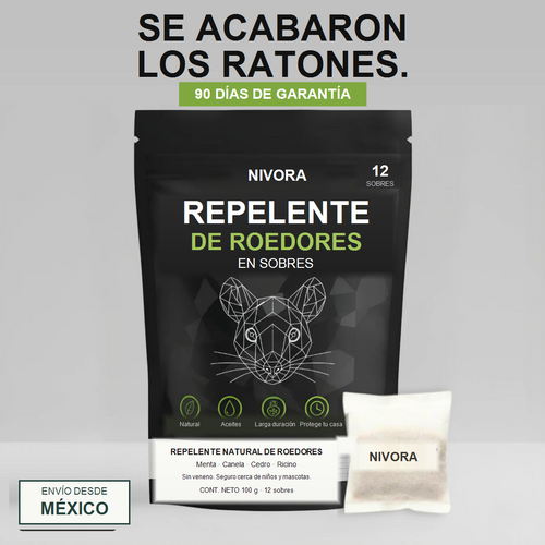 Sobres repelentes de roedores Nivora, 12 sobres, 90 dias de garantia