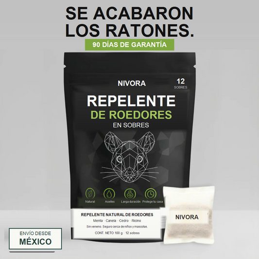 Sobres repelentes de roedores Nivora, 12 sobres, 90 dias de garantia