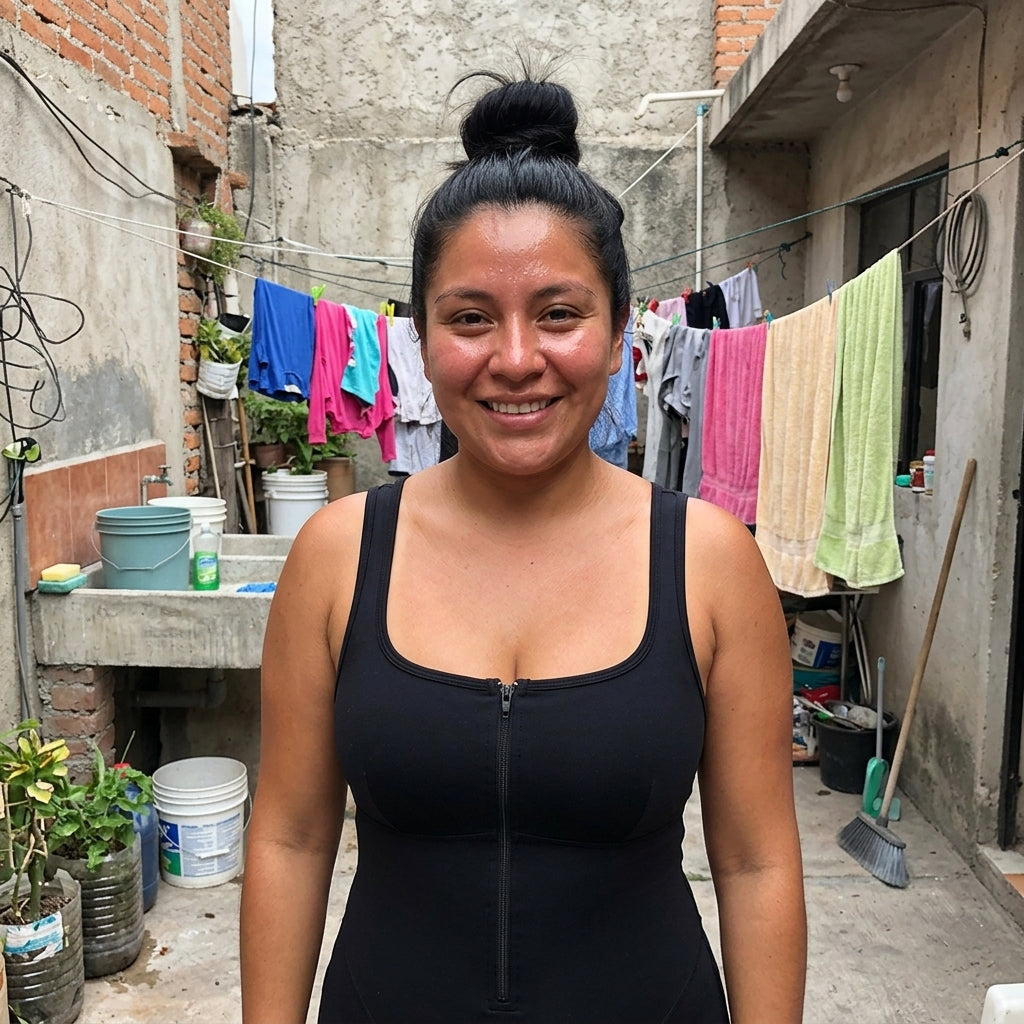 Clienta de Nivora con su traje sauna