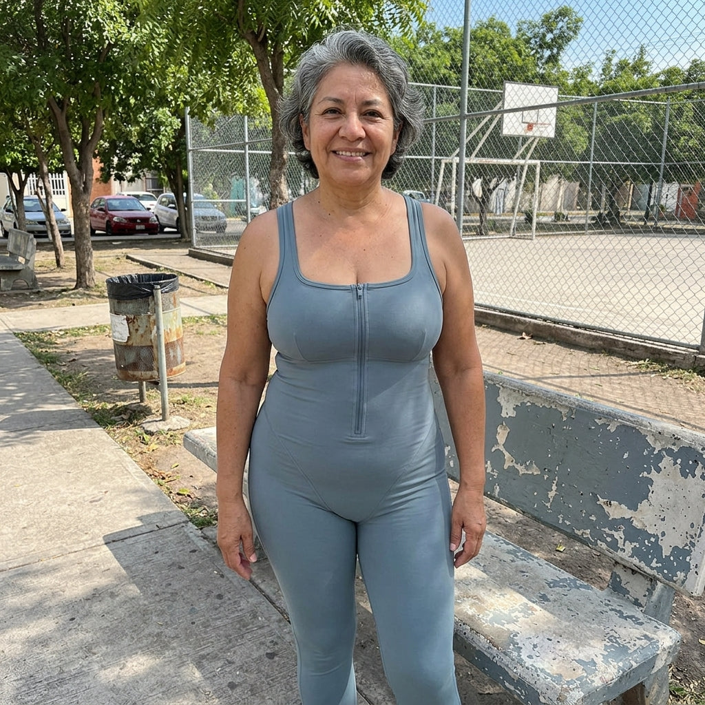 Clienta de Nivora con su traje sauna