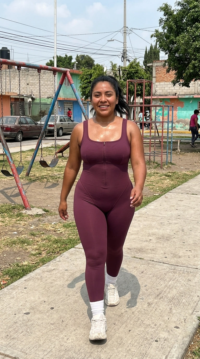 Clienta de Nivora con su traje sauna