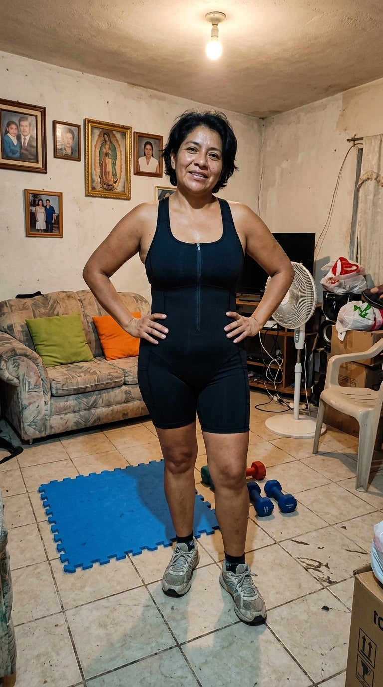 Clienta de Nivora con su traje sauna