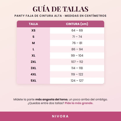 Guia de tallas en centimetros