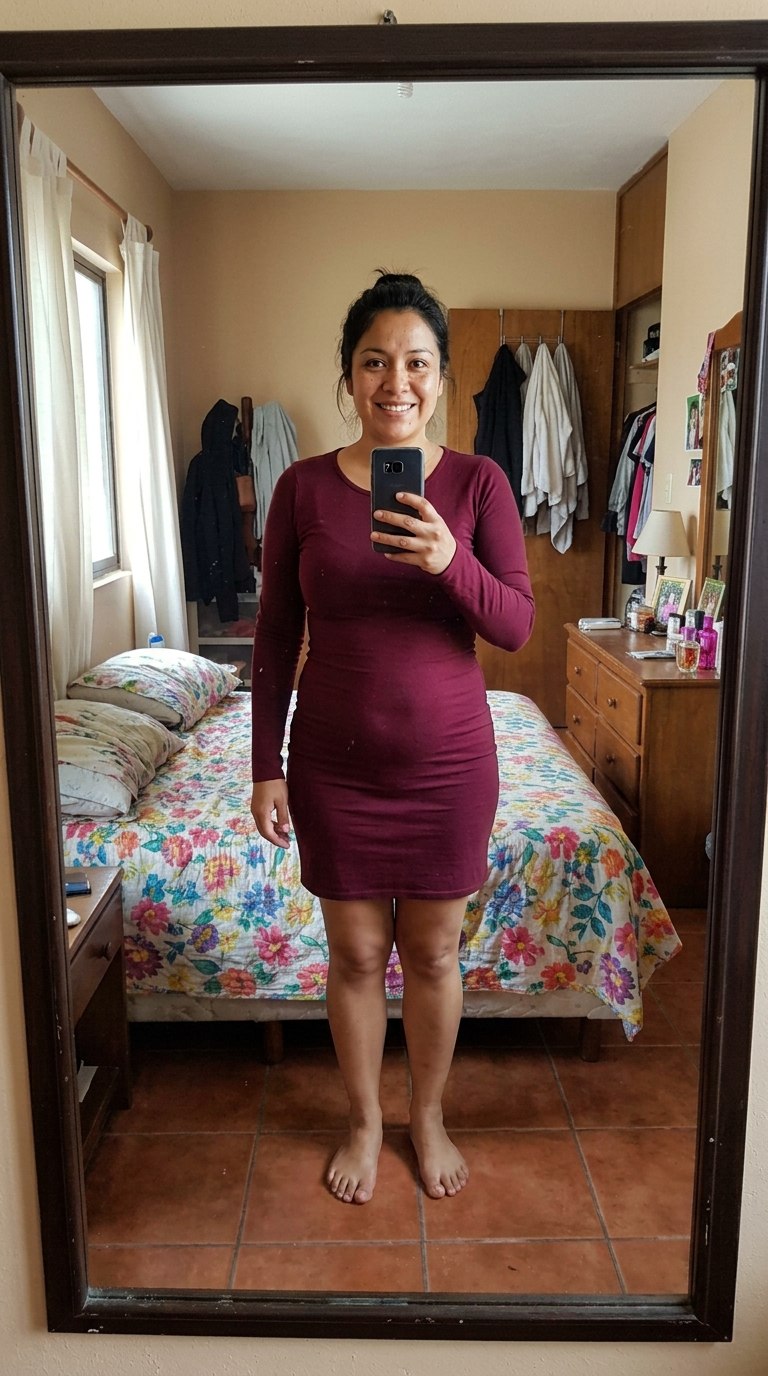 Clienta con vestido ajustado